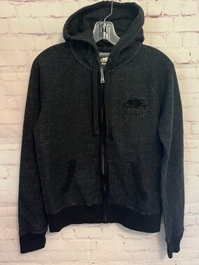 Roots Canada Heathered Black Full Zip Hoodie